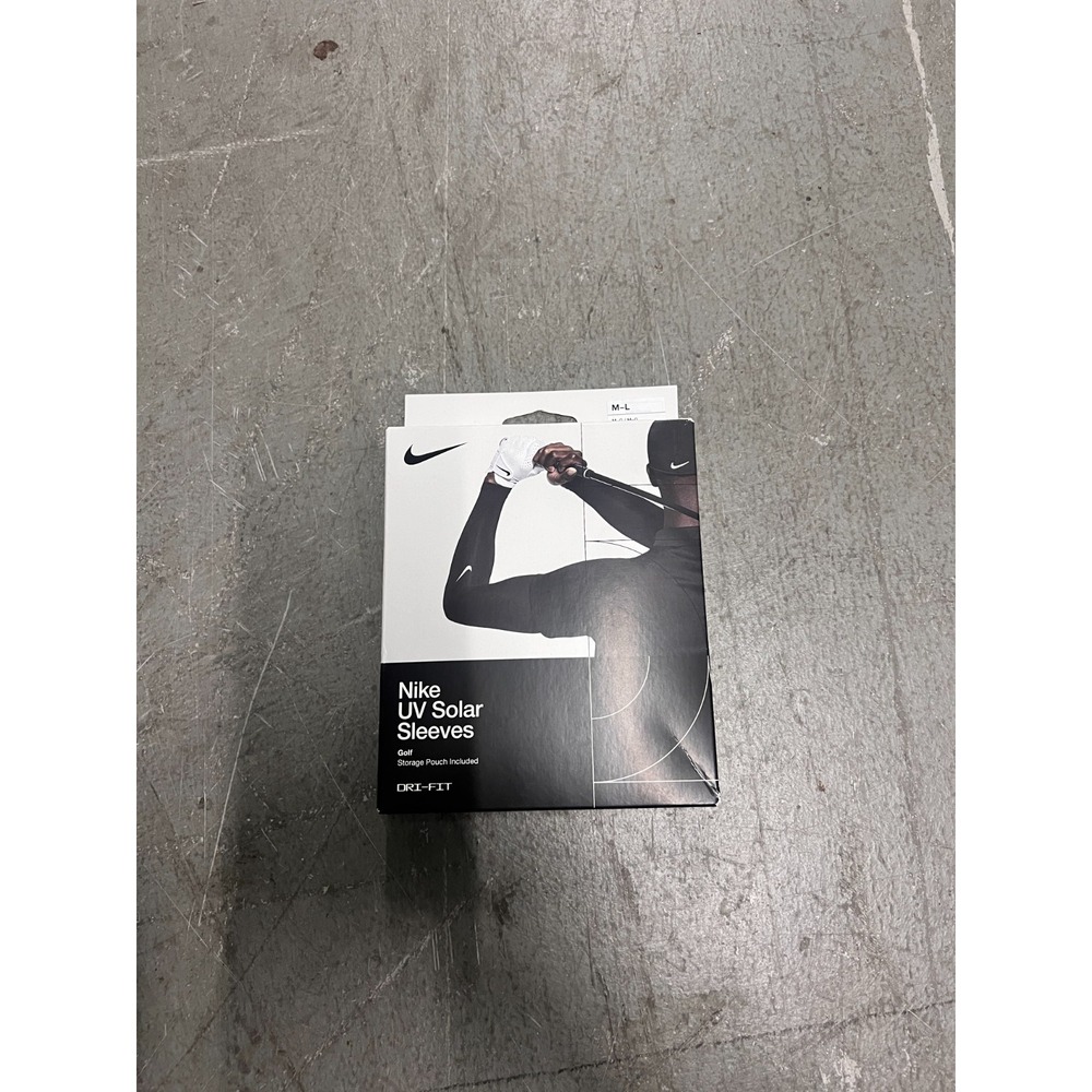 Nike UV Solar Golf Sleeves Unisex M-L Black Dri-FIT Stretch Performance w/ Pouch